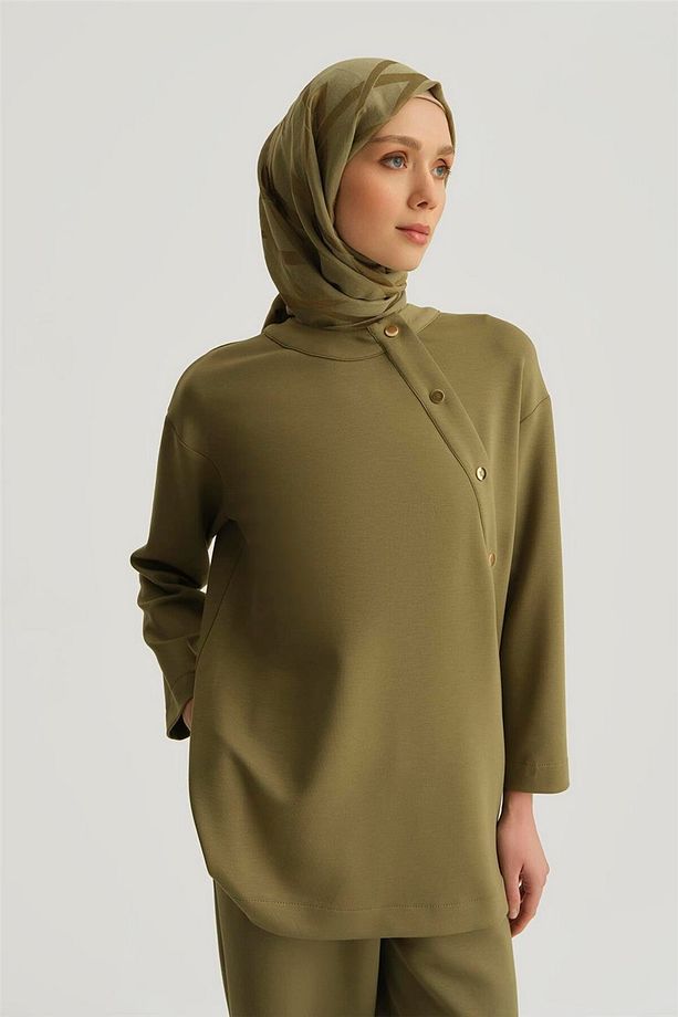 Zımba Detaylı Örme Takım 25yh615 Haki - 3