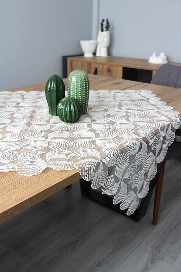 Dantel Örme Detay Masa , Fiskos Örtüsü 90X90 cm 4002-Motif - 1
