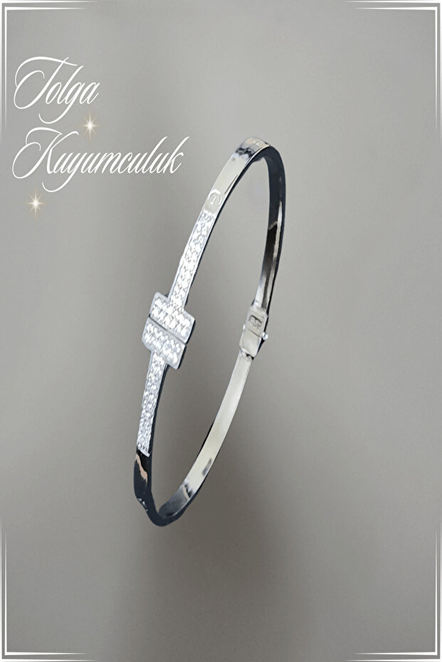 Gumus T Model Kelepçe Bilezik - 5