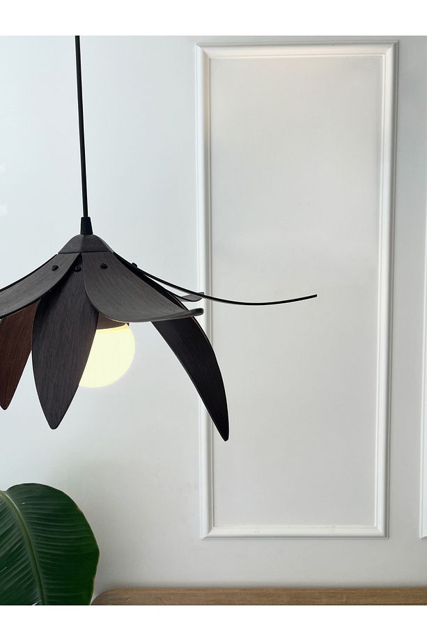 Lotus Avize – Ahşap Modern ve Minimal Tasarım Avize, İskandinav Salon ve Oturma Odası Aydınlatması - 5