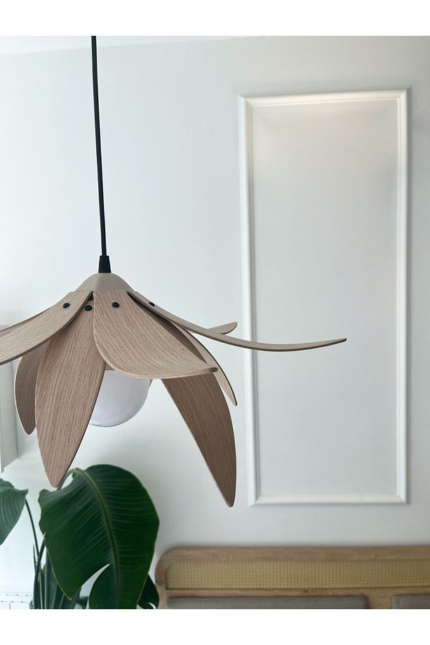 Lotus Avize – Ahşap Modern ve Minimal Tasarım Avize, İskandinav Salon ve Oturma Odası Aydınlatması - 7