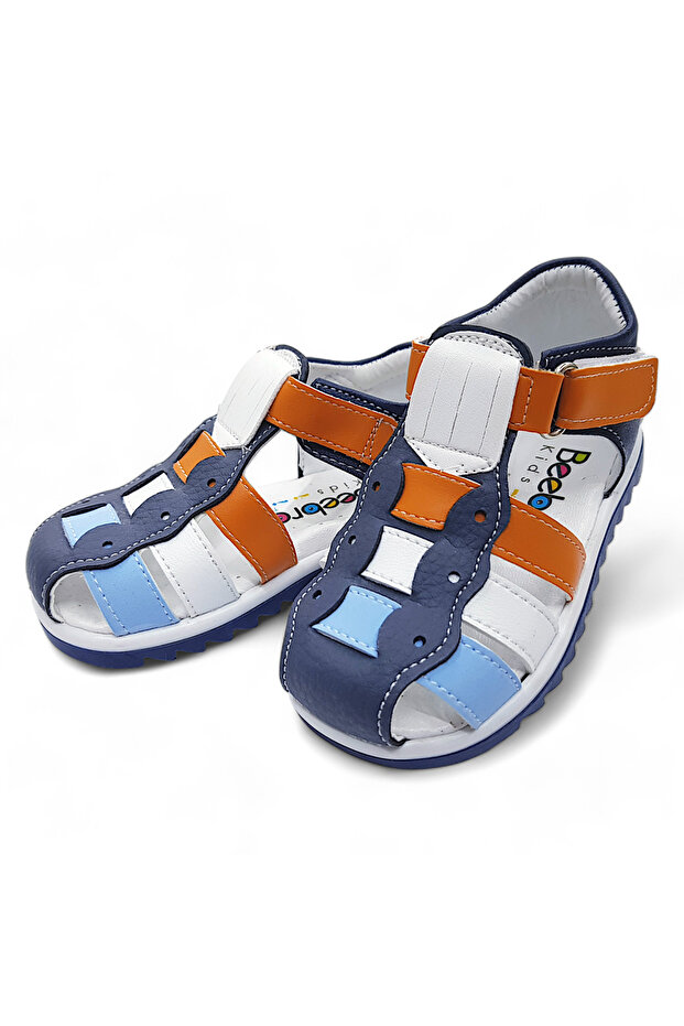 صنادل للأولاد الصغار من Orthopedic First Step Eiagcm2406 باللون الرمادي الداكن والبرتقالي
