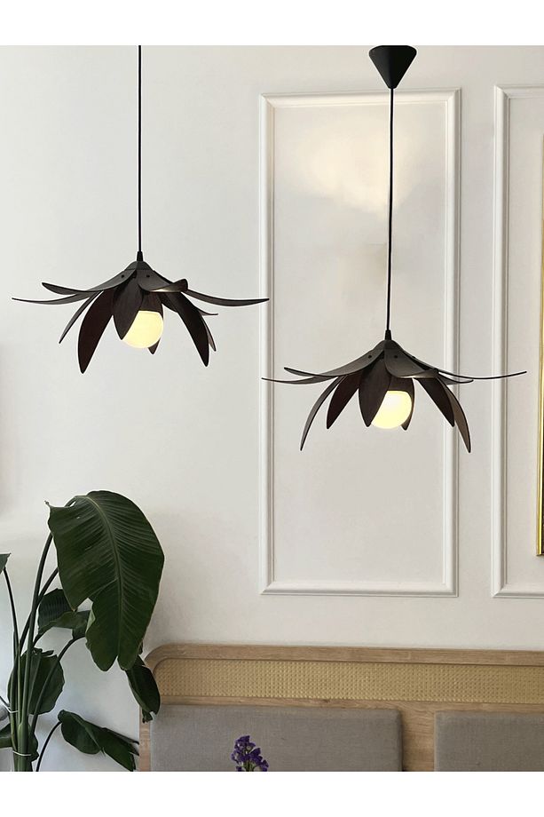 Lotus Avize – Ahşap Modern ve Minimal Tasarım Avize, İskandinav Salon ve Oturma Odası Aydınlatması - 8
