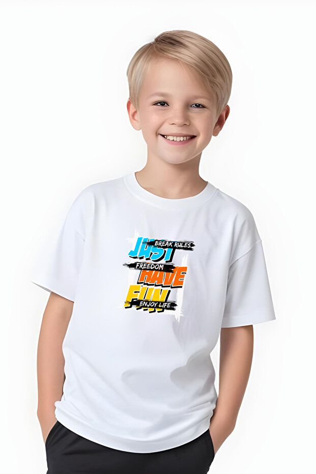 Boys Round Neck Just Have Men's Printed T-Shirt