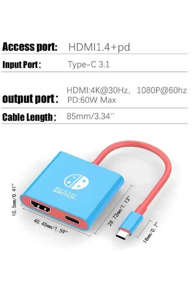 2'si 1 arada USB-C /Type-C - HDMI + USB-C /Video Dönüştürücü Switch Steam için Bağlantı İstasyonu - 5