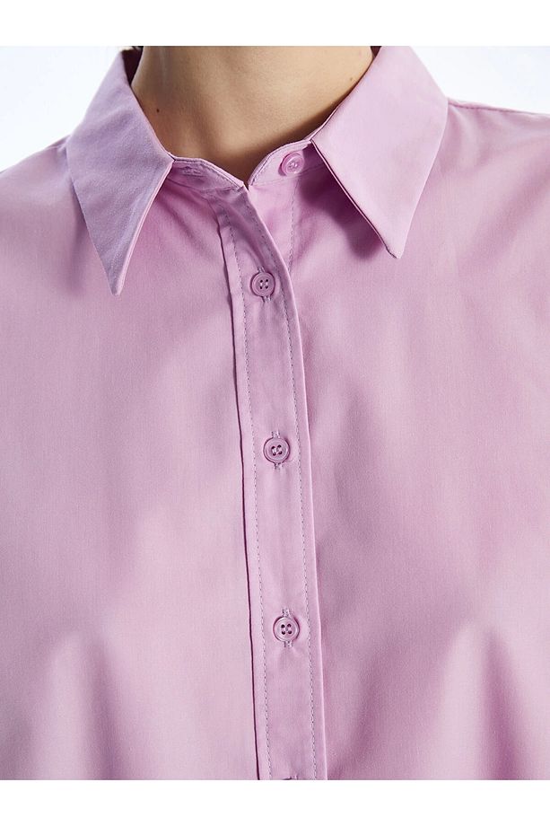 LCW Modest Lila Düz Poplin Kadın Gömlek Tunik - 4