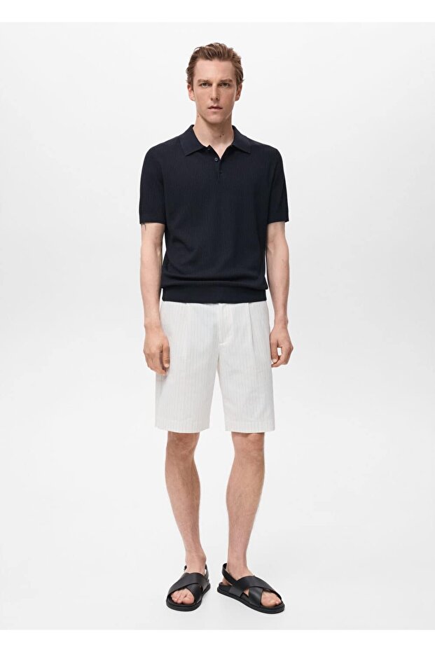 Fitilli örgü polo gömlek - 2