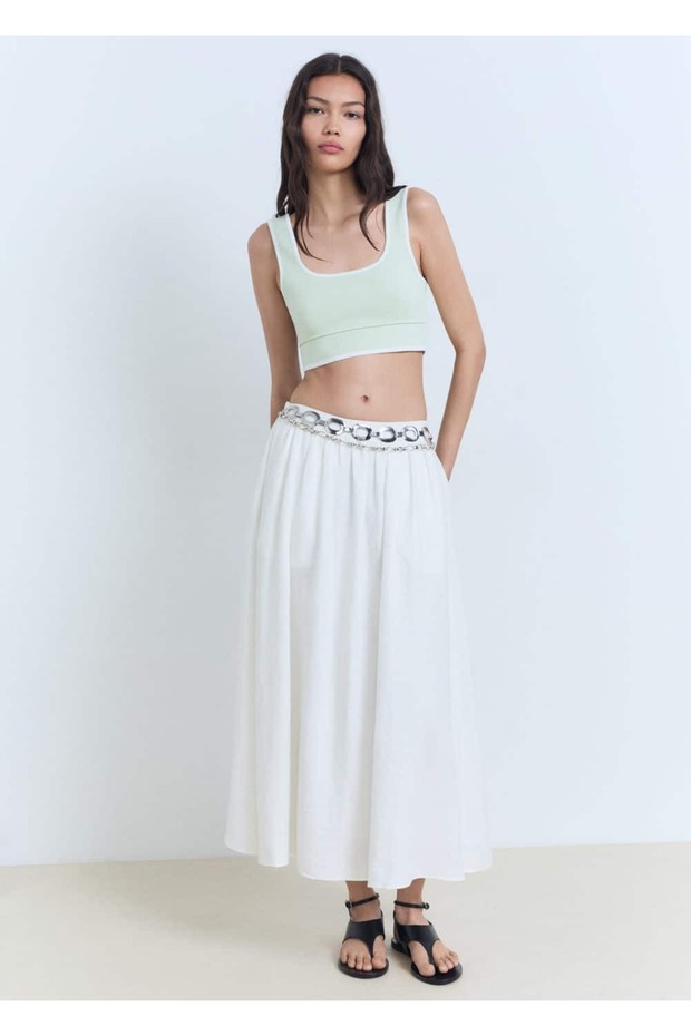 Kontrast yüzeyli triko bluz - 2