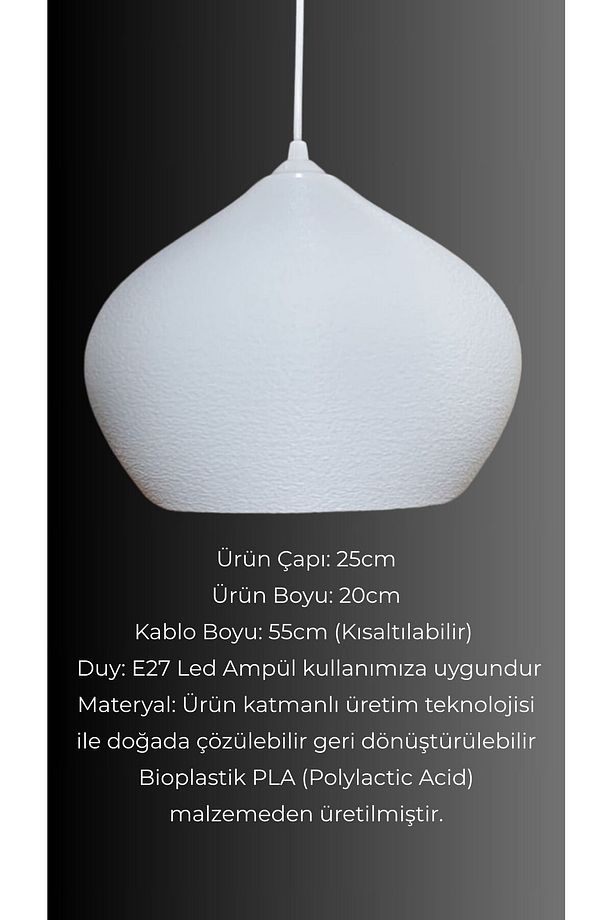 Orionis Beyaz Dokulu Yüzey Avize Yatak Odası,Oturma Odası Tasarım Tekli Sarkıt Avize (PLASTİK) E27 - 4
