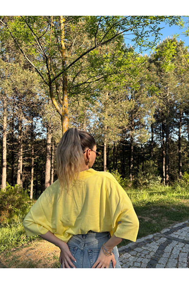 Polo Yaka Dokulu Bluz - 3