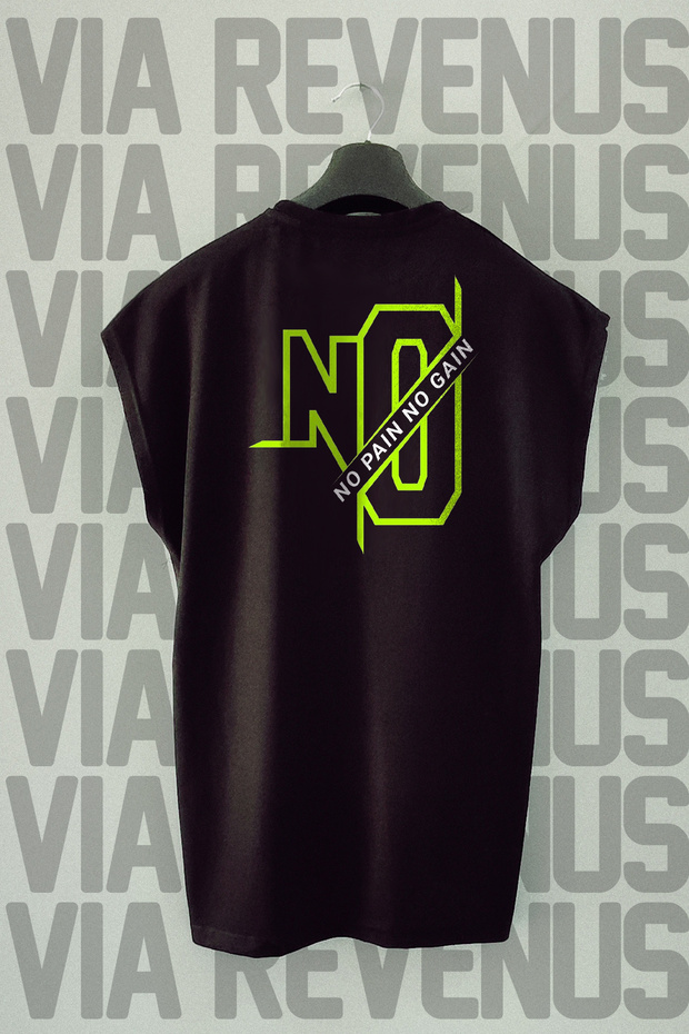 No Pain No Gain / Gym Back Printed Zero Sleeve Crew Neck Sports Tshirt