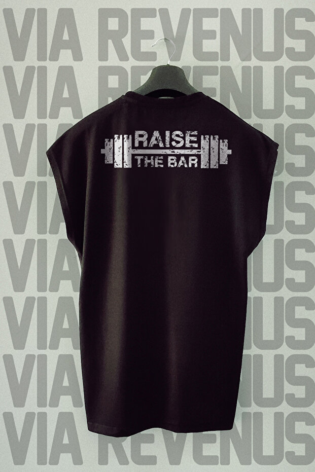 Raise the Bar / Gym Back Printed Zero Sleeve Crew Neck Sports Tshirt