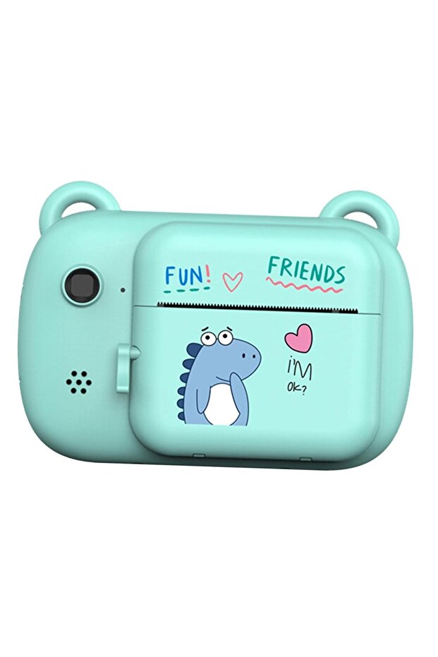 Kids Instant Camera - Front/Selfie, Print Function, USB-C, Bluetooth, iOS/Android, Dino Love - 1