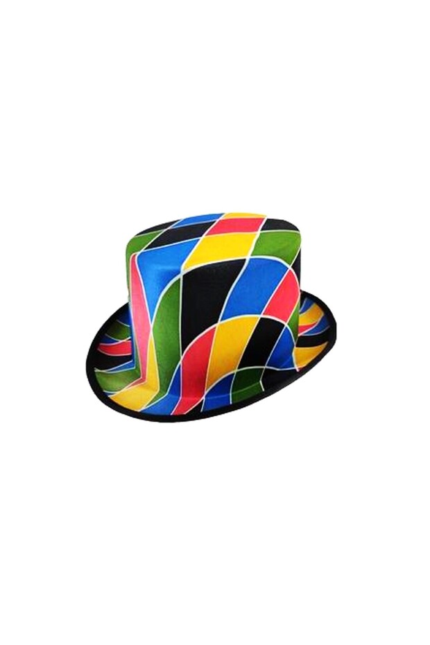 Decorative Hat, Flippy, For Parties, Checkered Pattern, Multicolor - 1