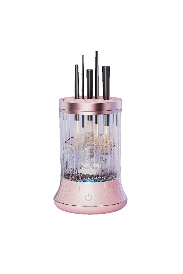 Portable Makeup Brush Cleaner With Drying Function, White - 1