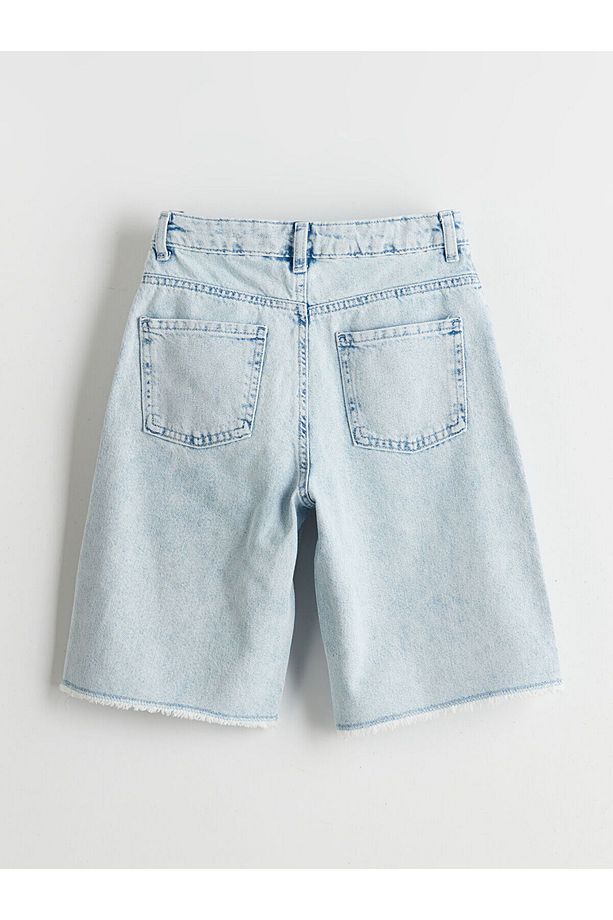 Beli Ayarlanabilir Lastikli Kız Çocuk Jean Şort - 2