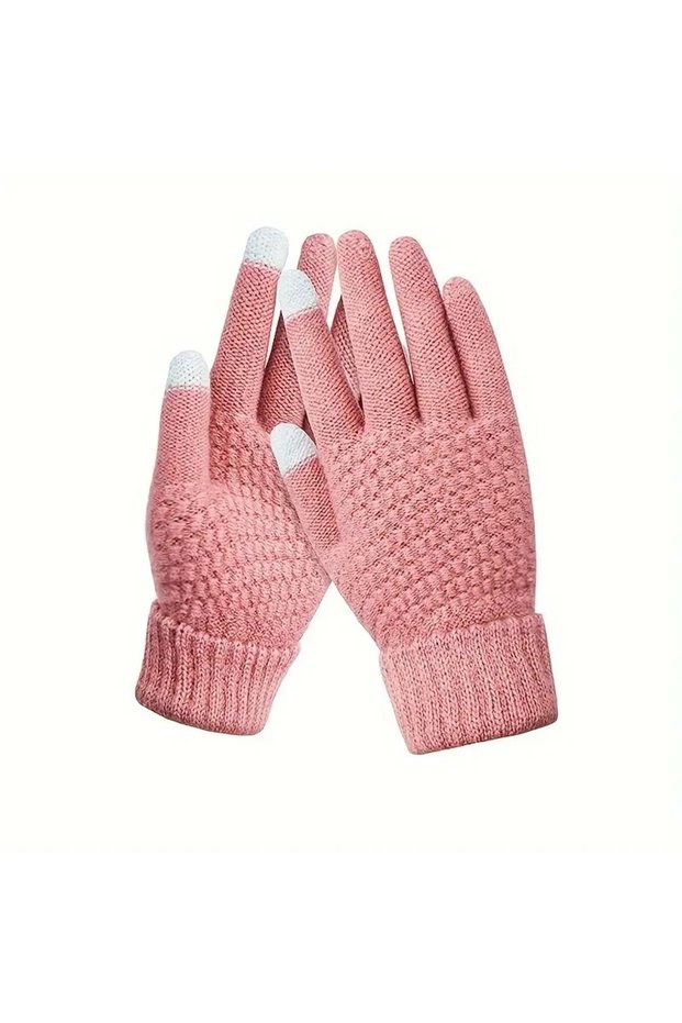 Women's Gloves, Touchscreen Function, Knit Acrylic Material, E Cuff