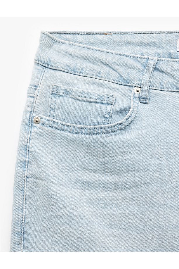 Kot Şort Slim Fit Cep Detaylı Pamuklu - 7