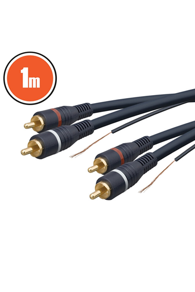 Audio cable 2x RCA - 2x RCA 1m double shielded with remote wire