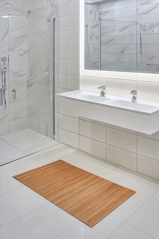 Naturel Bambu Kaydırmaz Banyo Matı Su Geçirmez Çamaşır Makinası Üstü Örtüsü Mutfak Bulaşık Matı - 2