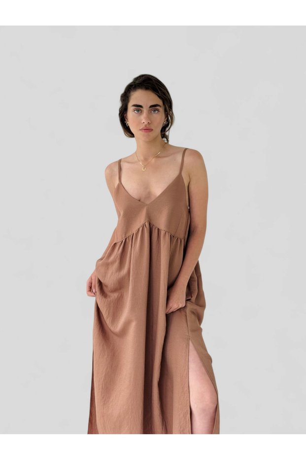 Tasarım June Strappy Slit Dress Women's Light Brown