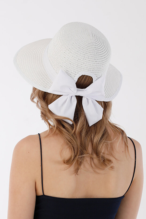 Kurdeleli Cırtcırtlı Hasır Şapka - 5