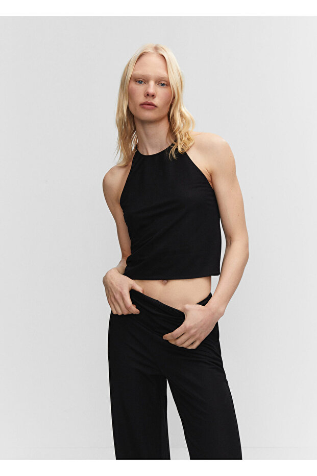 Halter yaka triko bluz - 8