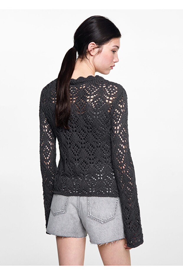 Anthrazitfarbener Mädchenpullover 77024044 - 4