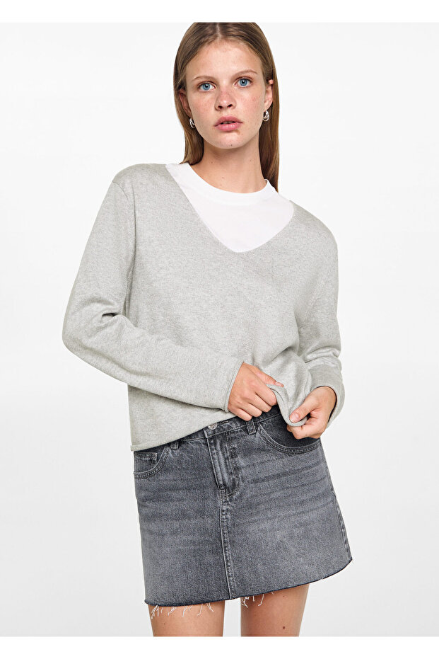 Hellgrauer Mädchenpullover 77012936 - 1