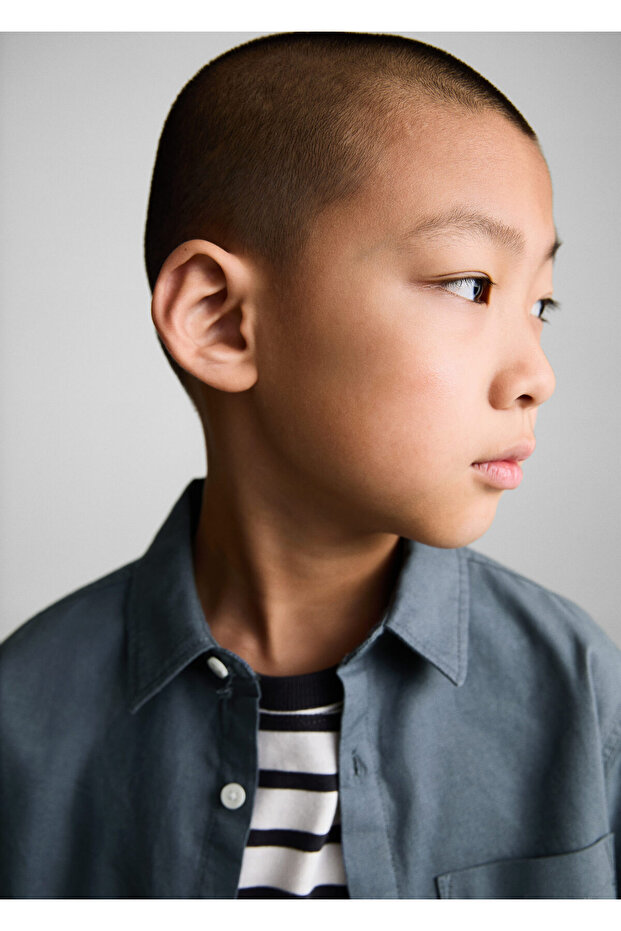 Erkek Çocuk Mavi Gömlek - 3