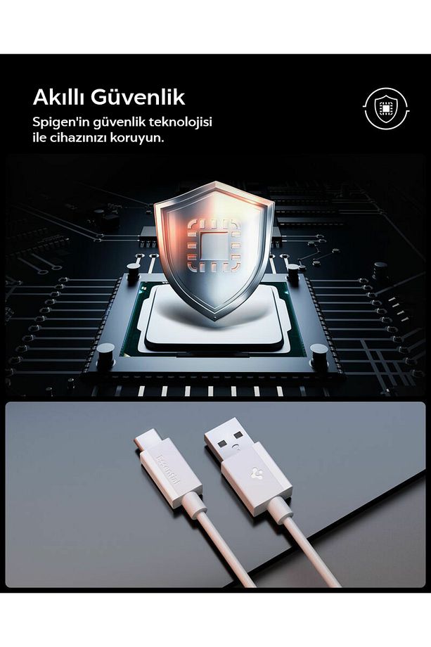 USB-A to USB-C 2 Metre Kablo 60W Güç/Hızlı Şarj/480 Mbps Data Aktarım Type-C White - ACA08716 - 6