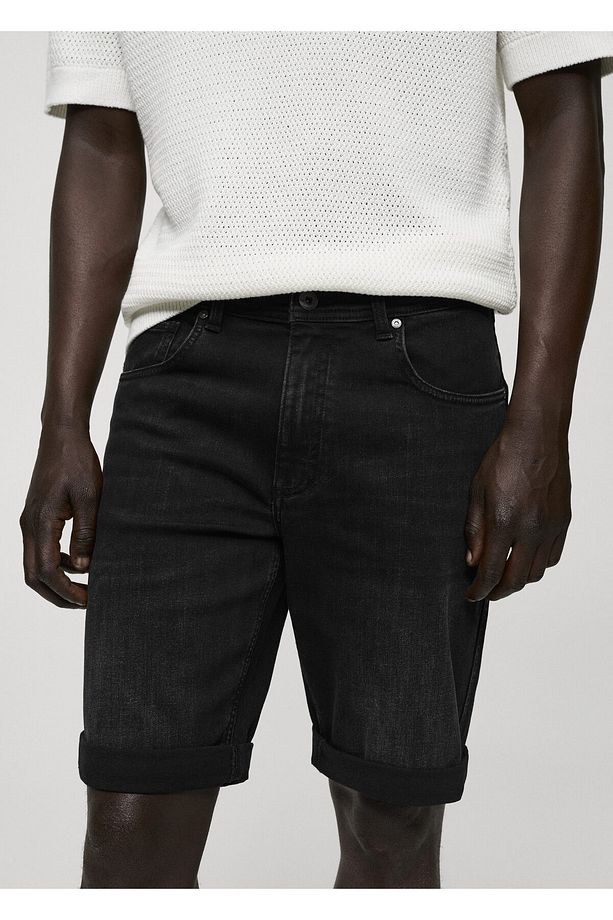 Siyah Denim Erkek Şort & Bermuda 77030579 - 3