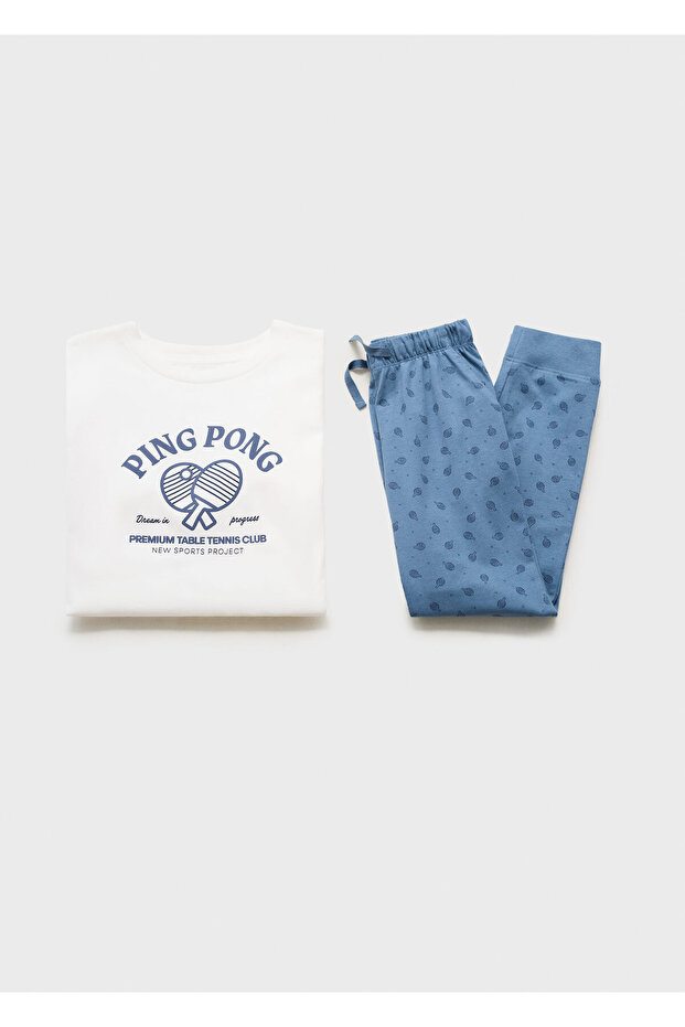 طقم بيجامة ولادي باللون الأزرق - 2