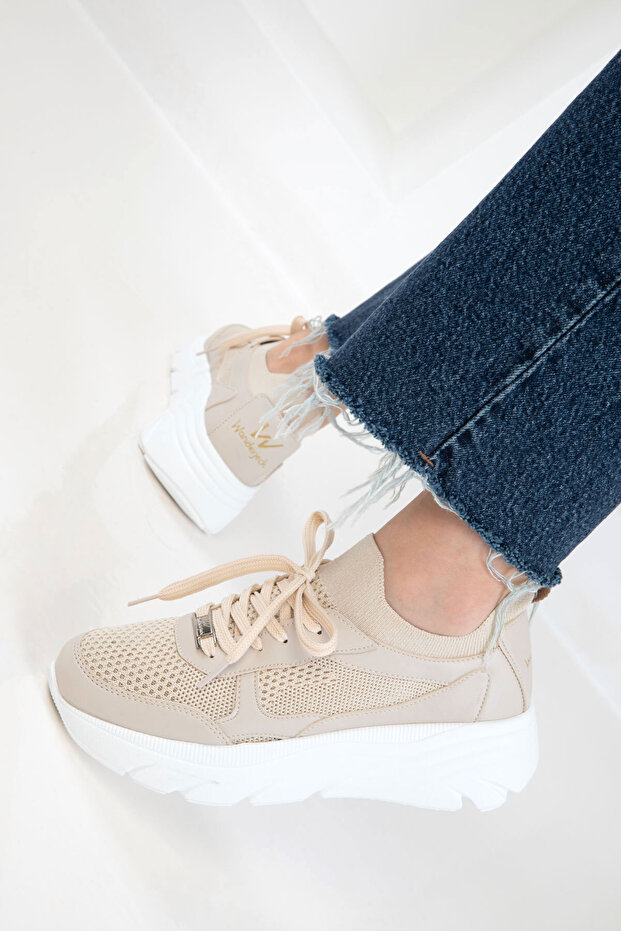 Bej Kadın Sneaker 20628 - 1