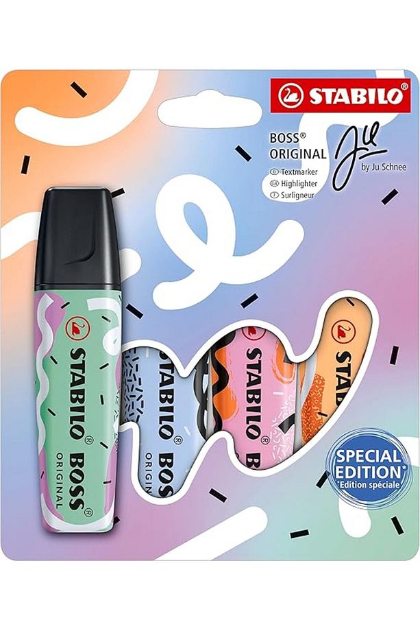 BOSS ORIGINAL Pastel - by Ju Schnee - Fosforlu Kalem 4'lü Paket - Çeşitli Renkler - 1