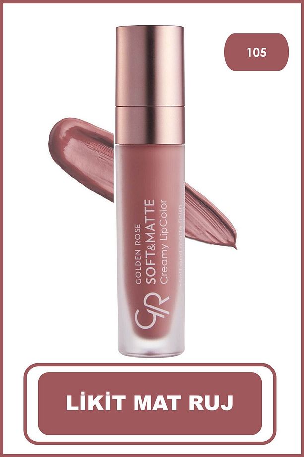 Soft&Matte Creamy Lipcolor 105 Jojoba ve Avokado Yağlı Yumuşak Mat Likit Ruj 5,5 ml - 1