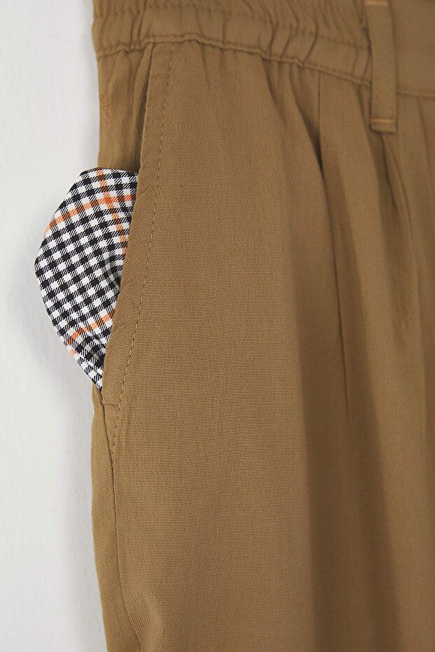 Bej Wide Leg Bol Kumaş Baggy Pantolon TMNSS23PL00039 - 9