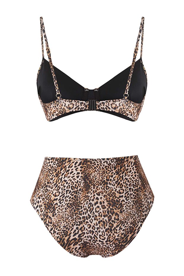 Çini Desenli Balconette Kaplı Hipster Yüksek Bel Bikini Takımı TBESS25BT00142 - 7