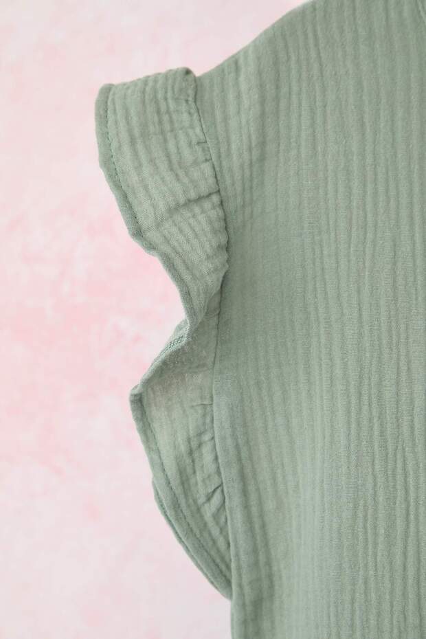Mint Kız Çocuk Basic Fırfır Detaylı T-Shirt Şort Müslin Dokuma Alt-Üst Takım TKDSS25AU00120 - 3