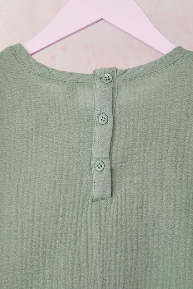 Mint Kız Çocuk Basic Fırfır Detaylı T-Shirt Şort Müslin Dokuma Alt-Üst Takım TKDSS25AU00120 - 4