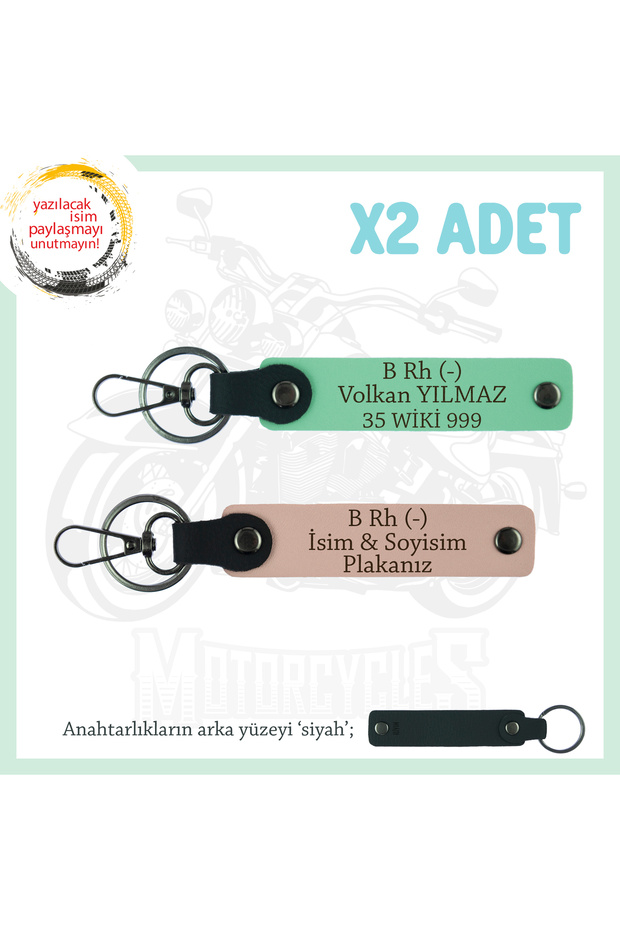 Special Name Plate for Motor Lovers, Special Design X2 Keychain with B- Blood Group Written, Baby Mouth-Green-Syh