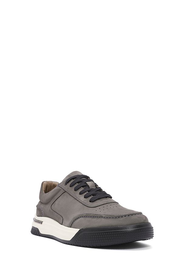 Erkek Gri Bağcıklı Kalın Tabanlı Nubuk Deri Sneaker 25SFD6110V3 - 6