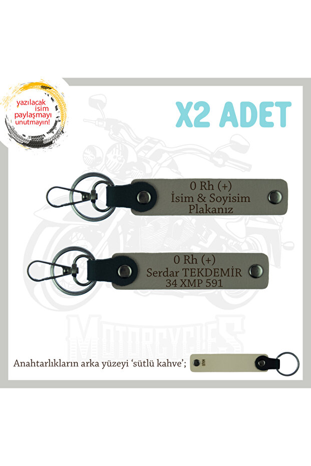 Name Plate and 0 Rh (+) Blood Group Safe Driving X2' S Keychain, Ash Grey-Sk, Custom for Biker Friends
