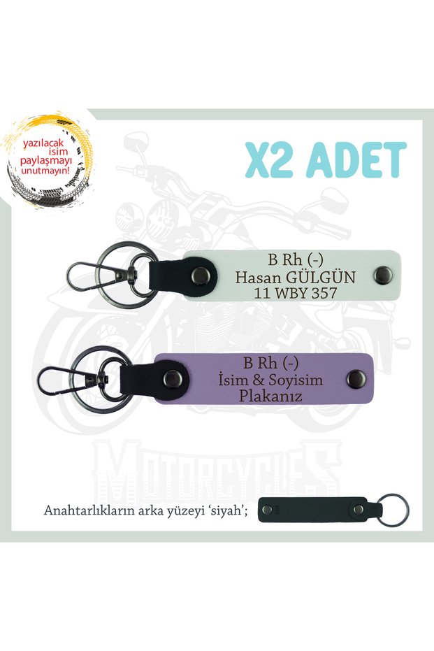 Gift for Biker Dadss Name Plate and Lettering B Rh (-) Blood Type X2 Keychain Suit, Purple-White-Syh