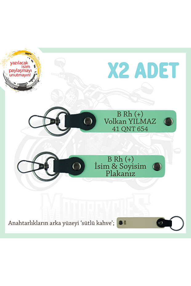 Class Gift X2' Keychain, Green-Sk, Special for Legendary Motorists, Name Plate and B Rh (+) Blood Group