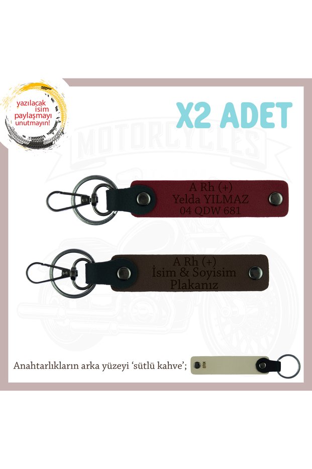 Name Plate & a Rh (+) Blood Group Written Gift 2 Keychain, K Coffee-Burgundy-Sk, Special for Bikers