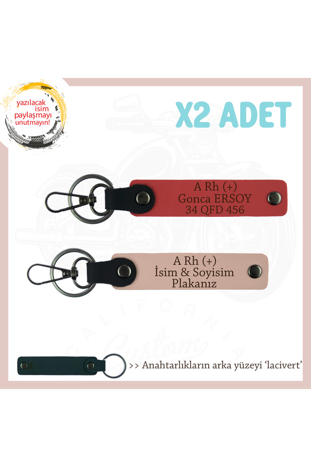 Motorcycle Lovers Name Plate and a Rh (+) Blood Group X2 Keychain, Pomegranate Flower-Pomegranate-Laci