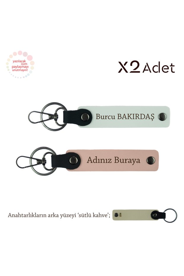 Birthday Gift for Couples, Set of 2 Keychains with Name and Surname Written, Baby Mouth-White-S Brown