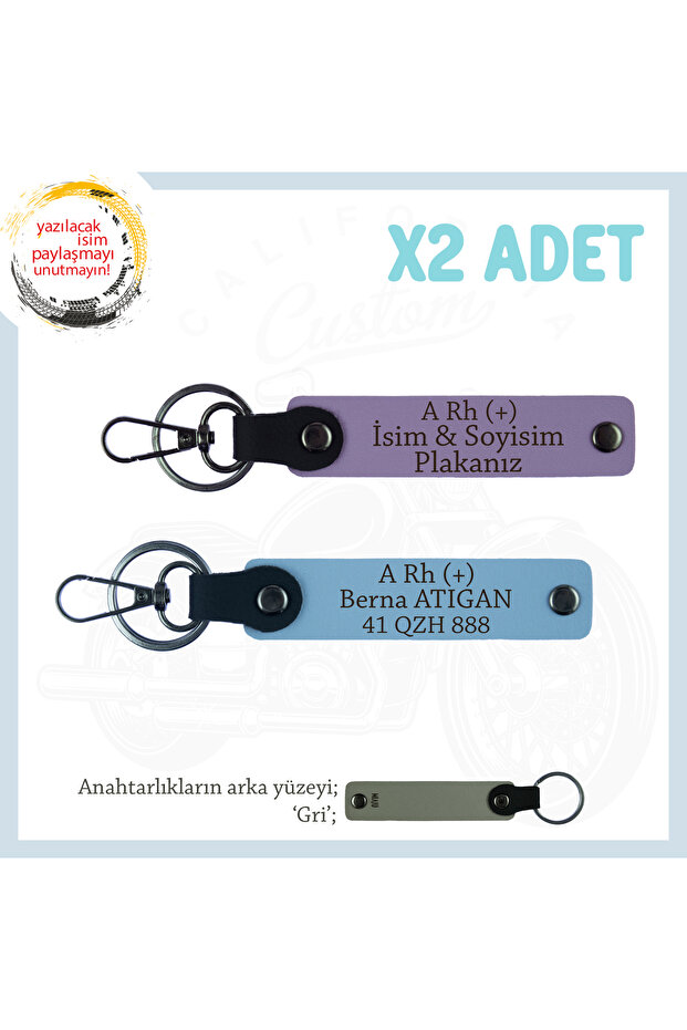 Name Plate and a Rh (+) Blood Group Written X2 Keychain Set, Purple-Blue-Gr, Special Gift for Speed Lovers