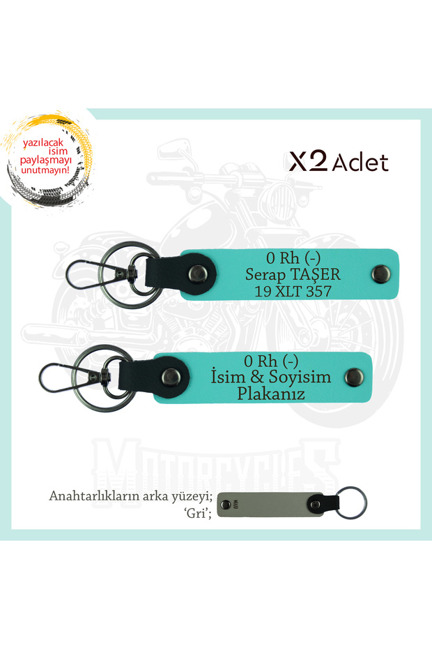 Engine Plate, in the Name Keychain! Name Plate, 0 Rh (-) Blood Type Written X2 Keychain, Turquoise-Gr
